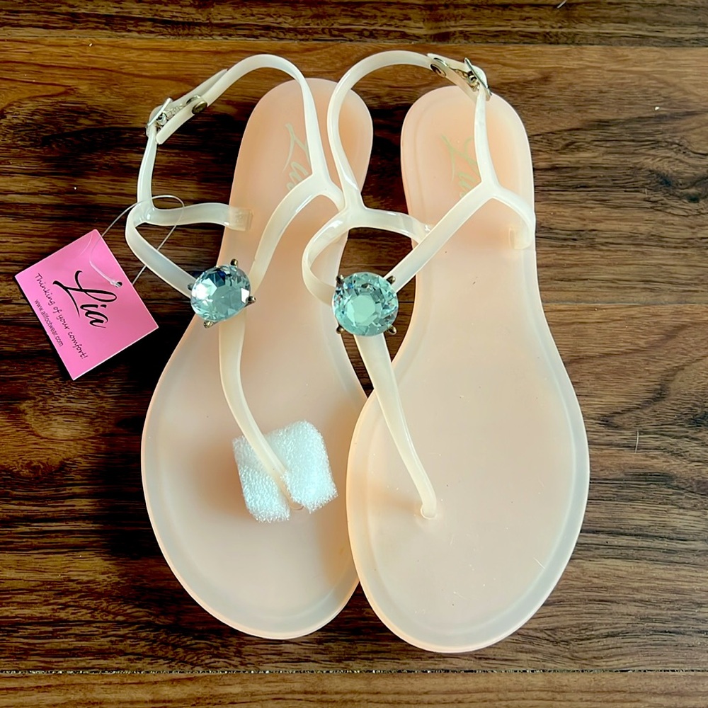 Brand new nude sandals with gemstone